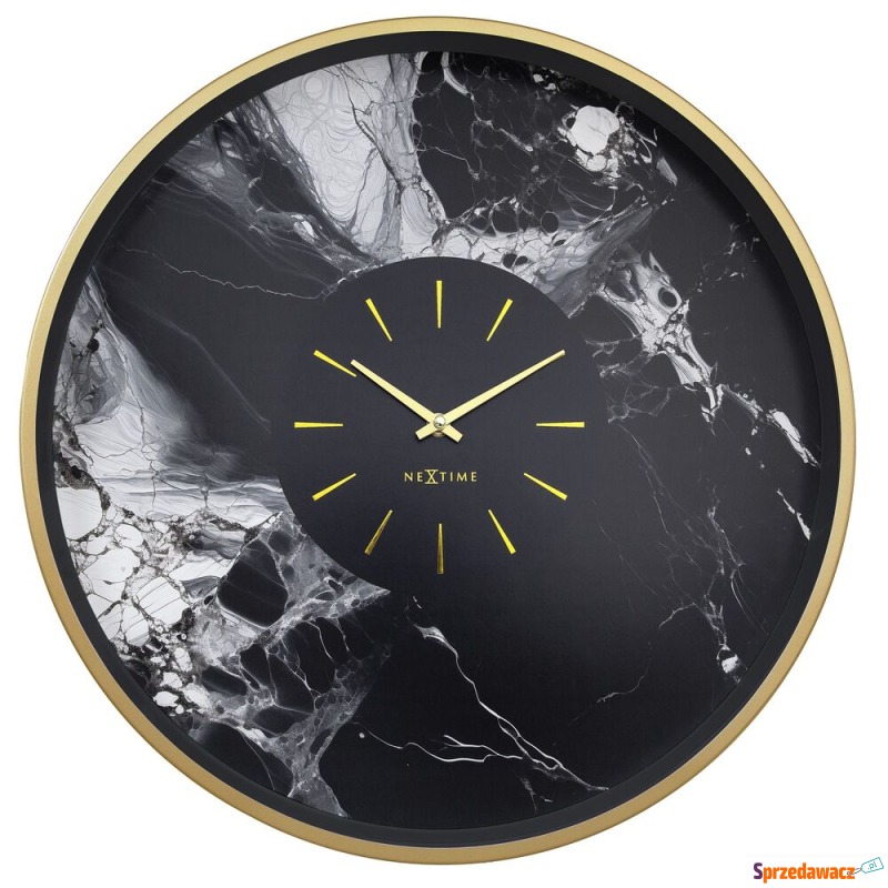 SELSEY Zegar ścienny Marble 48 cm czarno-złoty... - Zegary - Chorzów