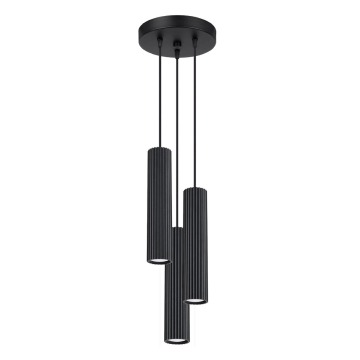 SELSEY Lampa wisząca Karbon x3 czarna na okrągłej podsufitce - Genesis