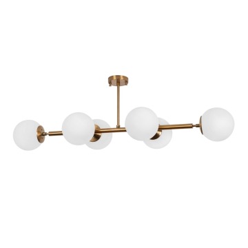 SELSEY Lampa sufitowa Horrelf x6 złota/ mleczne klosze - Genesis