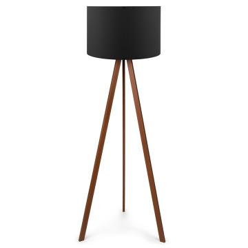 SELSEY Lampa podłogowa Salika czarna na brązowym stelażu - Genesis