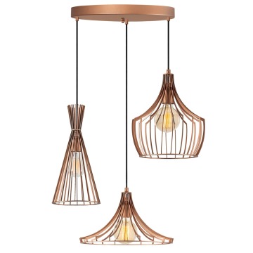 SELSEY Lampa wisząca Tojil x3 na okrągłej podsufitce asymetryczna miedziana - Genesis