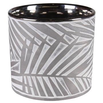 SELSEY Osłonka na doniczkę Jarl ceramiczna 12,5 cm szara - Genesis