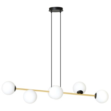 SELSEY Lampa wisząca Bestalles czarno-złota z białymi kloszami x6 - Genesis