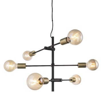 SELSEY Lampa wisząca Josefine x6 czarno-złota - Genesis