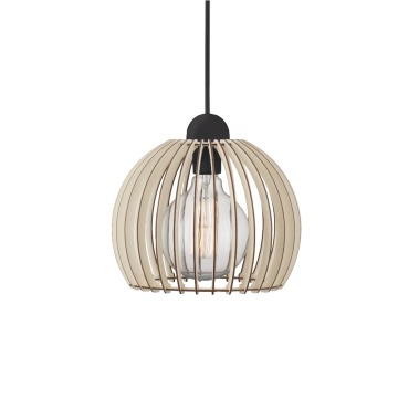 SELSEY Lampa wisząca Chino średnica 25 cm drewniany ażurowy klosz - Genesis