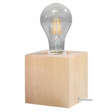 SELSEY Lampa stołowa Obett 10x10 cm naturalne drewno - Genesis