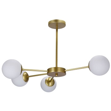 SELSEY Lampa wisząca Mati x4 złota z białymi kloszami - Genesis