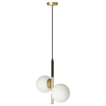 SELSEY Lampa wisząca Duo x2 czarno-złota z białymi kloszami - Genesis
