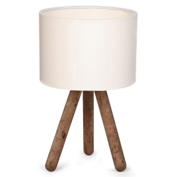 SELSEY Lampa stołowa Fiestvier kremowy klosz/drewno bukowe - Genesis