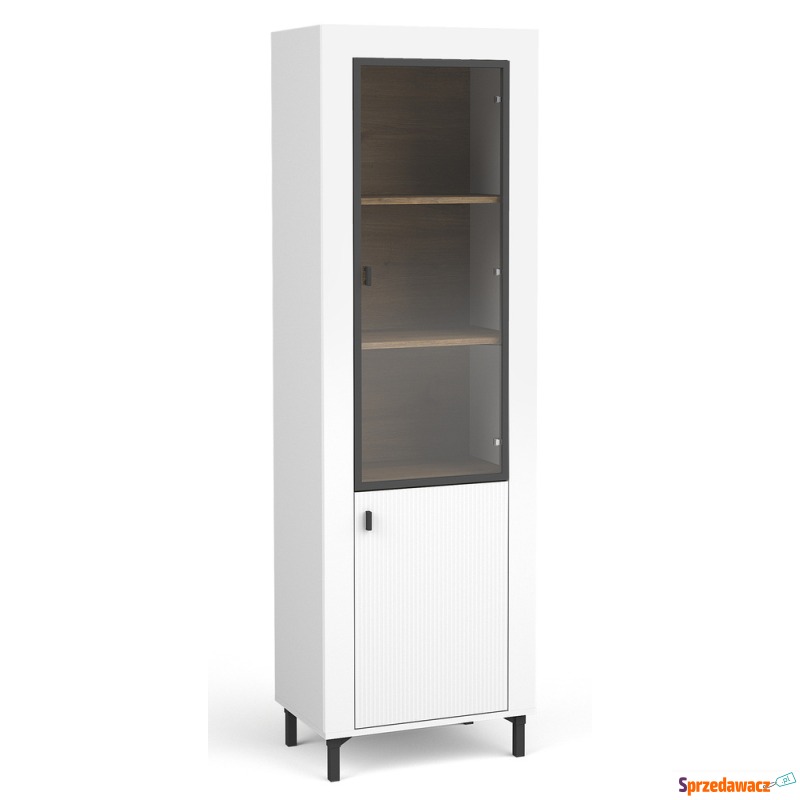 SELSEY Witryna wysoka Lammila 57 cm biały / dąb... - Witryny - Otwock