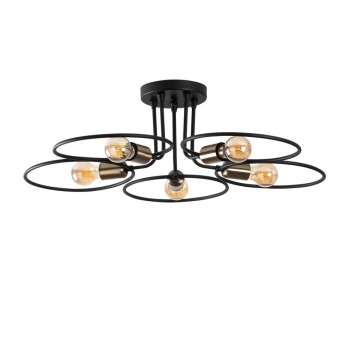 SELSEY Lampa sufitowa Quibess x5 czarna/ złoty vinatge - Genesis