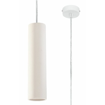 SELSEY Lampa wisząca Siegg z ceramiki cylindryczna średnica 7,5 cm biała - Genesis