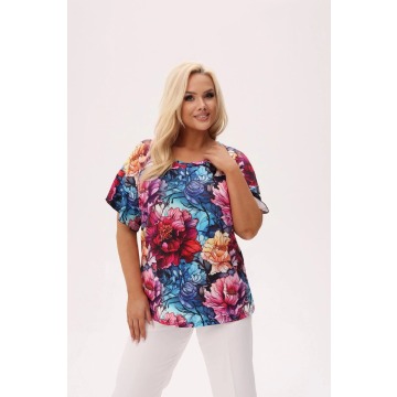 Bluzka Solea w print piwonii PLUS SIZE XXL OVERSIZE