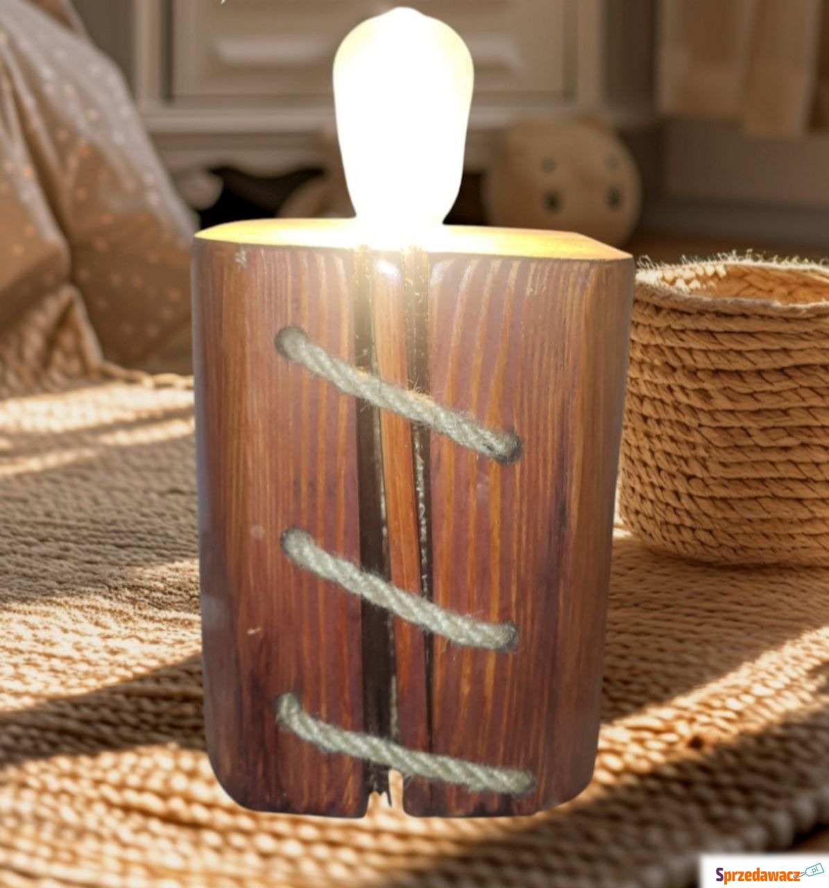 Lampa stojąca drewno Handmade