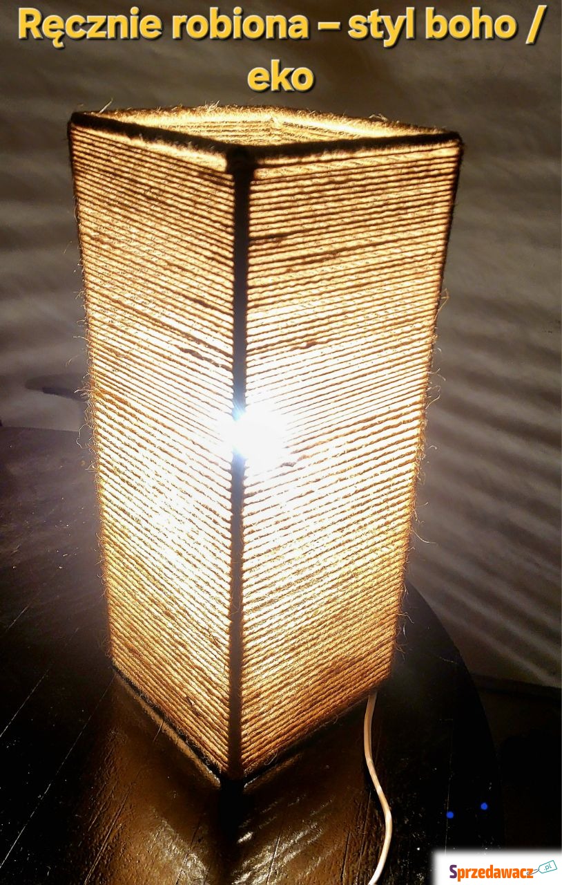 Ręcznie robiona lampa z juty -...