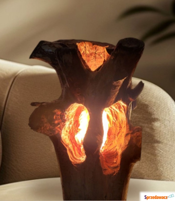 Lampa stojąca drewno handmade - Figurki, rzeźby - Tarnów