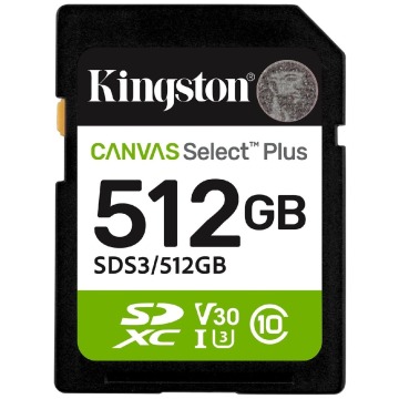 Kingston SDXC Canvas Select Plus Gen3 512GB 150R Class 10 UHS-I
