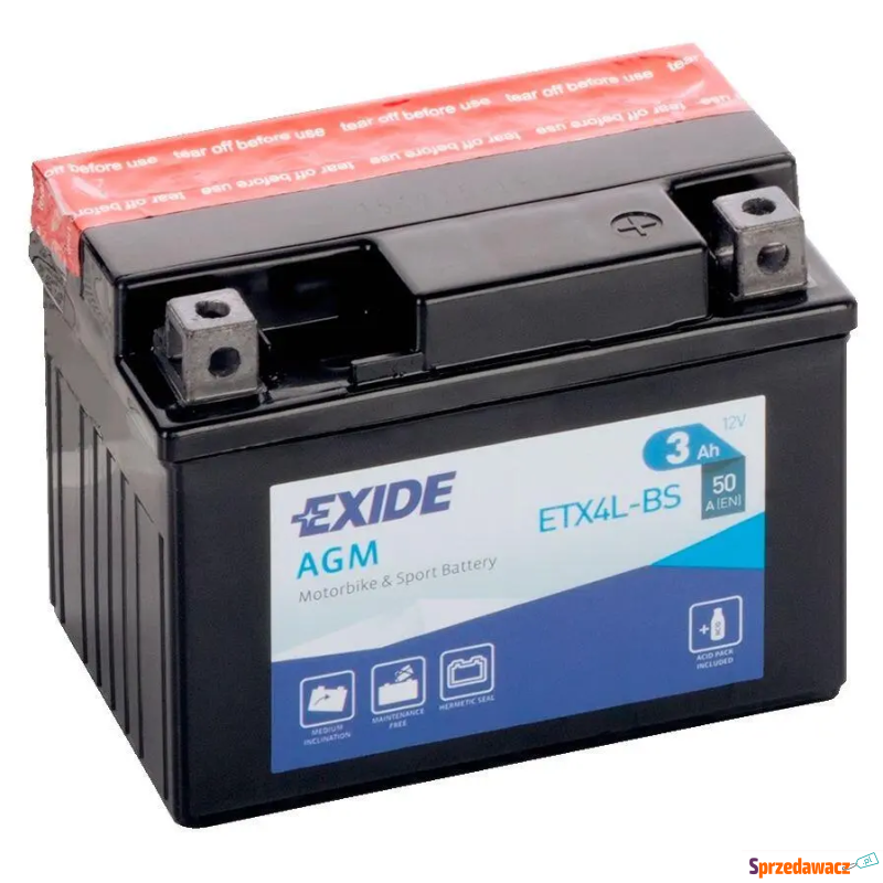 Akumulator motocyklowy 3Ah 50A exide ETX4L-BS... - Akumulatory - Tychy