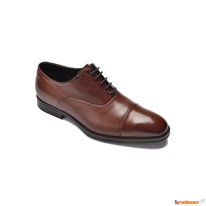 Eleganckie brązowe skórzane buty męskie typu... - Półbuty męskie - Bługowo