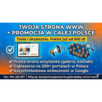 Strona internetowa od 500 PLN z mocną promocją na START