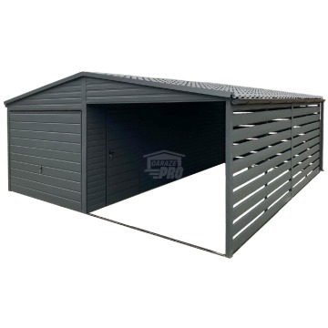 Garaż blaszany 3x6m  wiata 3m  Brama uchylna drzwi Dach dwuspadowy GP582