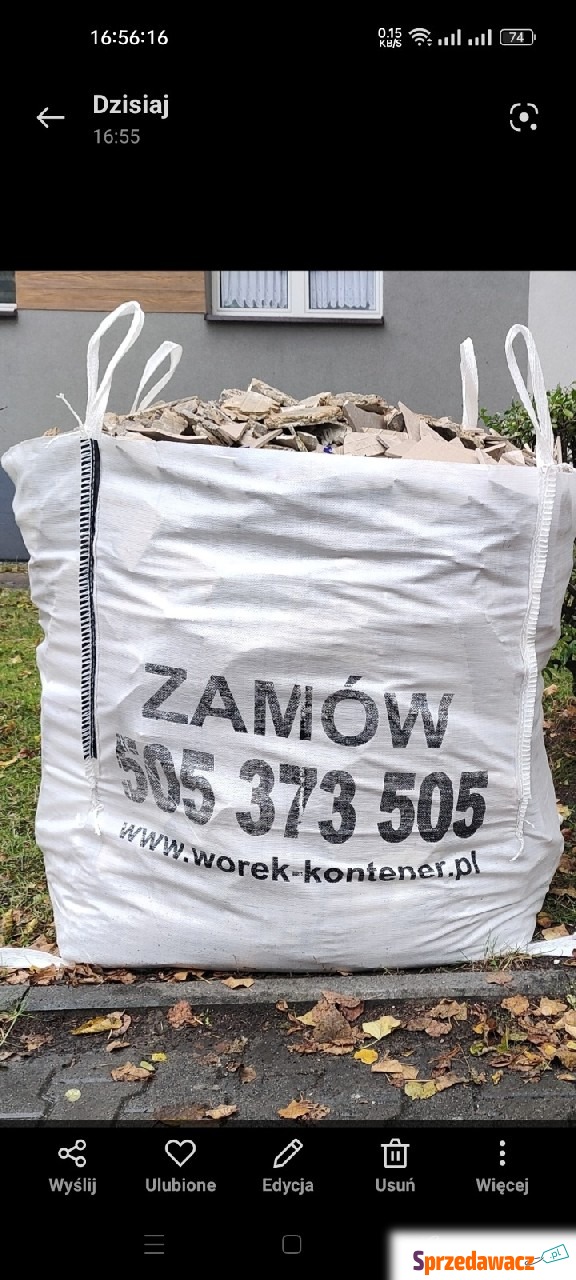 Wywóz gruzu Worek na gruz 1m3...