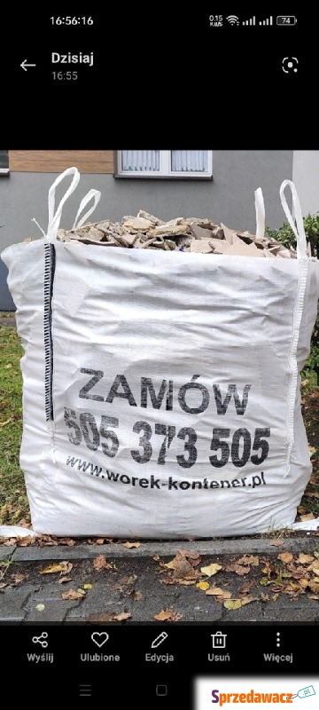 Wywóz gruzu Worek na gruz 1m3 Worek-kontener... - Pozostałe usługi - Bytom