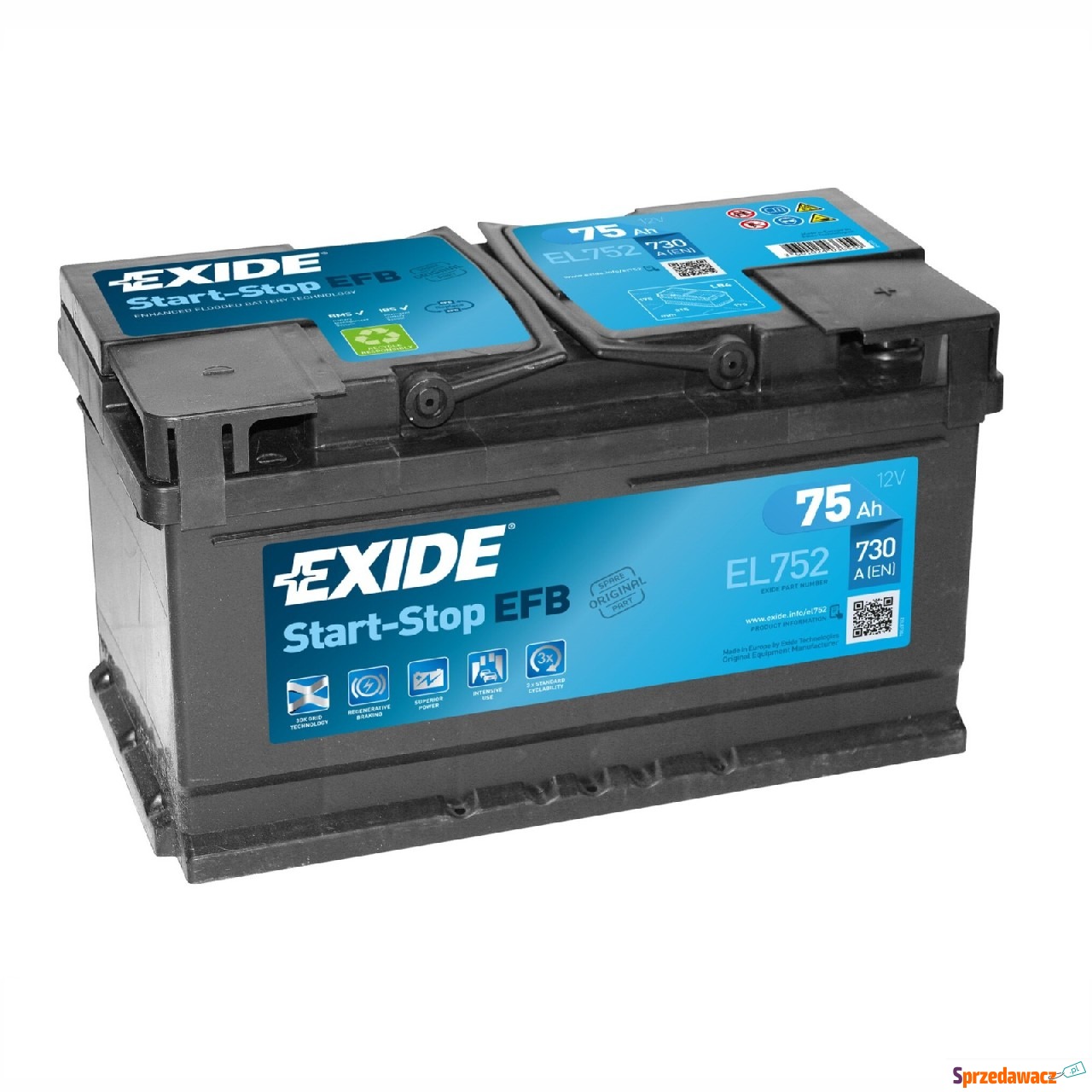 Akumulator 75Ah 730A EL752 Exide...