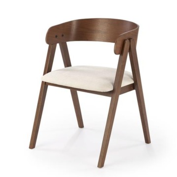 SELSEY Krzesło drewniane Acrolly orzech z tapicerowanym beżowym siedziskiem - Genesis