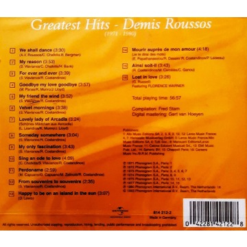 Cd Nowa- Sprzedam Album Cd Demis Roussos Greatest... - Płyty, kasety - Warszawa - zdjęcie 2