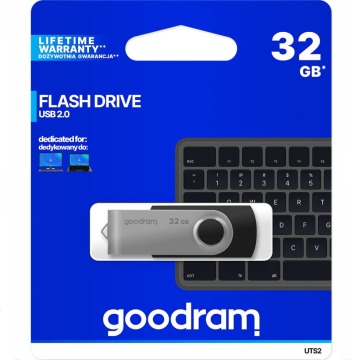 Pendrive USB-A 2.0, Goodram UTS 2 32GB, 20MB/s, czarny