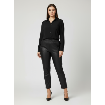 Eleganckie czarne spodnie BengaMetallic04 7/8 o kroju slim fit PLUS SIZE XXL OVERSIZE JESIEŃ