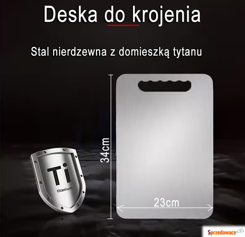 Deska do krojenia stal nierdzewna+tytan, 23x34x0,1cm - Pozostałe artykuły do... - Krosno