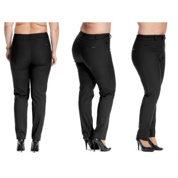 Casualowe czarne spodnie cygaretki Bruna w kant PLUS SIZE