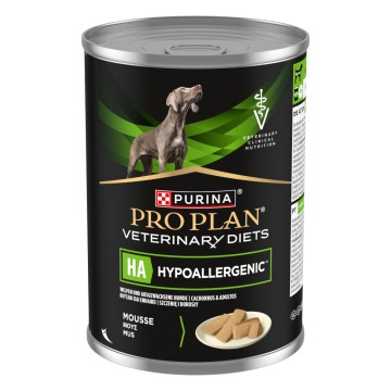 5% taniej! PURINA Pro Plan Veterinary Diets Canine Mousse, 2 x 400 g / 48 x 195 g - Hypoallergenic, 