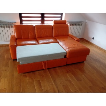 Pomarańczowy narożnik Helvetia Furniture, nat... - Sofy, fotele, komplety... - Zebrzydowice - zdjęcie 4