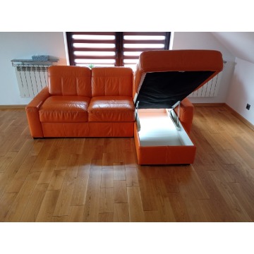 Pomarańczowy narożnik Helvetia Furniture, nat... - Sofy, fotele, komplety... - Zebrzydowice - zdjęcie 1
