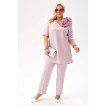Komplet Violetta w kolorze pudrowego różu - elegancja w nowoczesnym wydaniu PLUS SIZE XXL WIOSNA