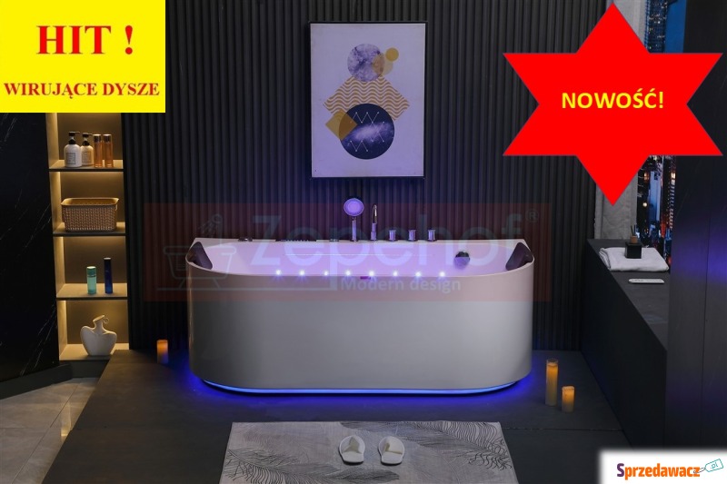 Wanna z hydromasażem EBX-802 prostokątna 150c... - Wanny - Białystok