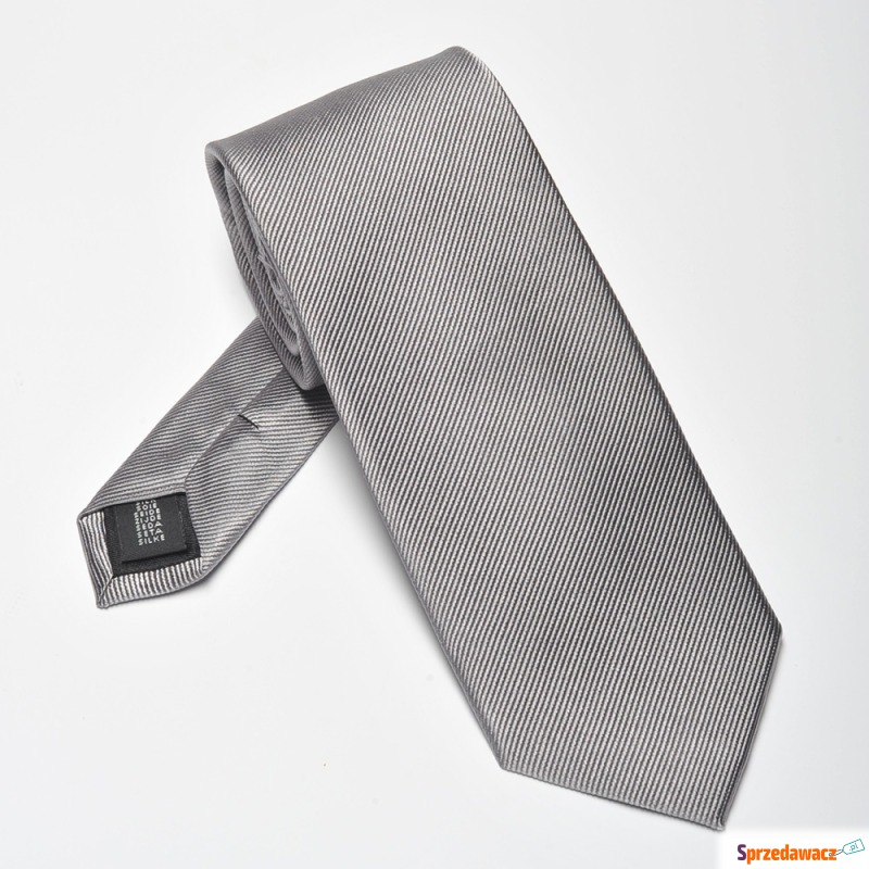 Szary krawat z jedwabiu w delikatny...