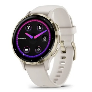 Garmin Venu 3s jasnozłota ramka z paskiem w kolorze ivory