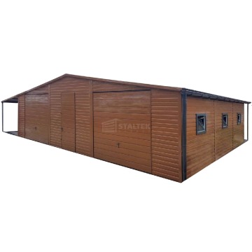 Garaż blaszany 11x7,5m wiata 13x1m wiata 2x7,5m 2x brama drzwi 6x okno ST233