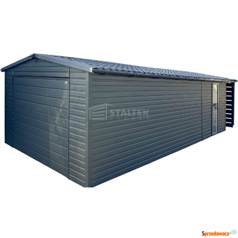 Garaż blaszany 4x6m - wiata 1m - brama - drzwi... - Garaże i wiaty - Cieszyn