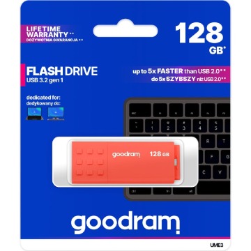 Pendrive USB-A 3.2 Gen 1, Goodram UME3 128GB, 60MB/s, pomarańczowy