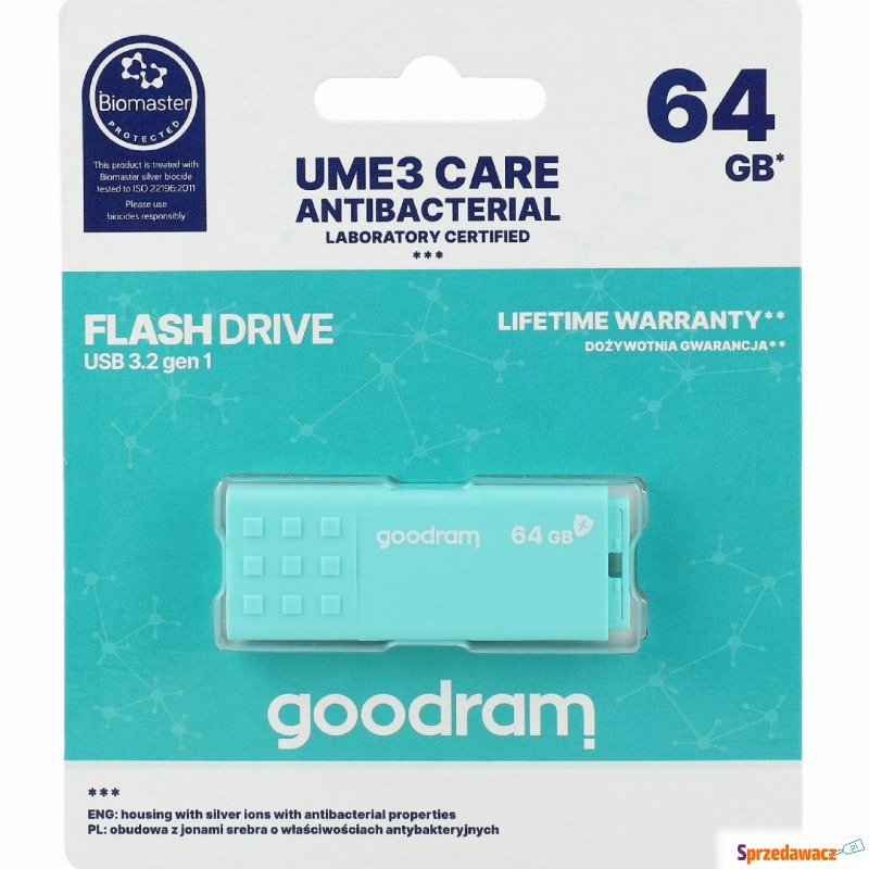 Pendrive USB-A 3.2 Gen 1, Goodram UME3 Care 64GB,... - Pamięć flash (Pendrive) - Radom