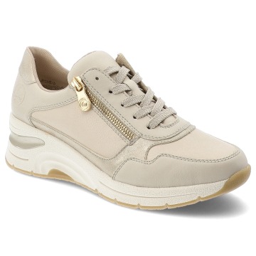 Beżowe Sneakersy Rieker Modne Obuwie Damskie Na Koturnie