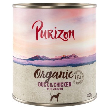 Korzystny pakiet Purizon Organic, 12 x 800 g - Biokaczka i biokurczak z biocukinią