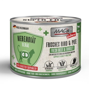 Korzystny pakiet MAC's CAT Vetcare Nierendiät / Renal, 24 x 200 g - Wołowina i indyk