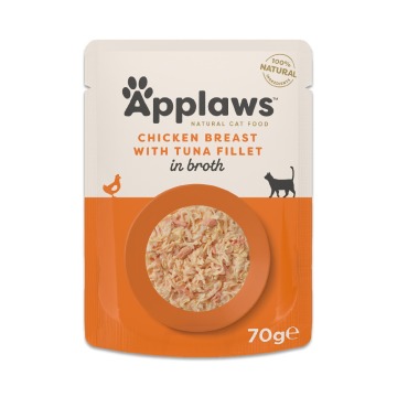 Megapakiet Applaws Cat Natural w bulionie, 48 x 70 g - Pierś z kurczaka z filetem z tuńczyka
