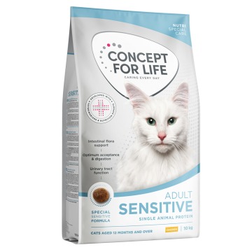 8 + 2 kg gratis! Concept for Life, karma sucha, 10 kg - NOWOŚĆ: Sensitive Cats